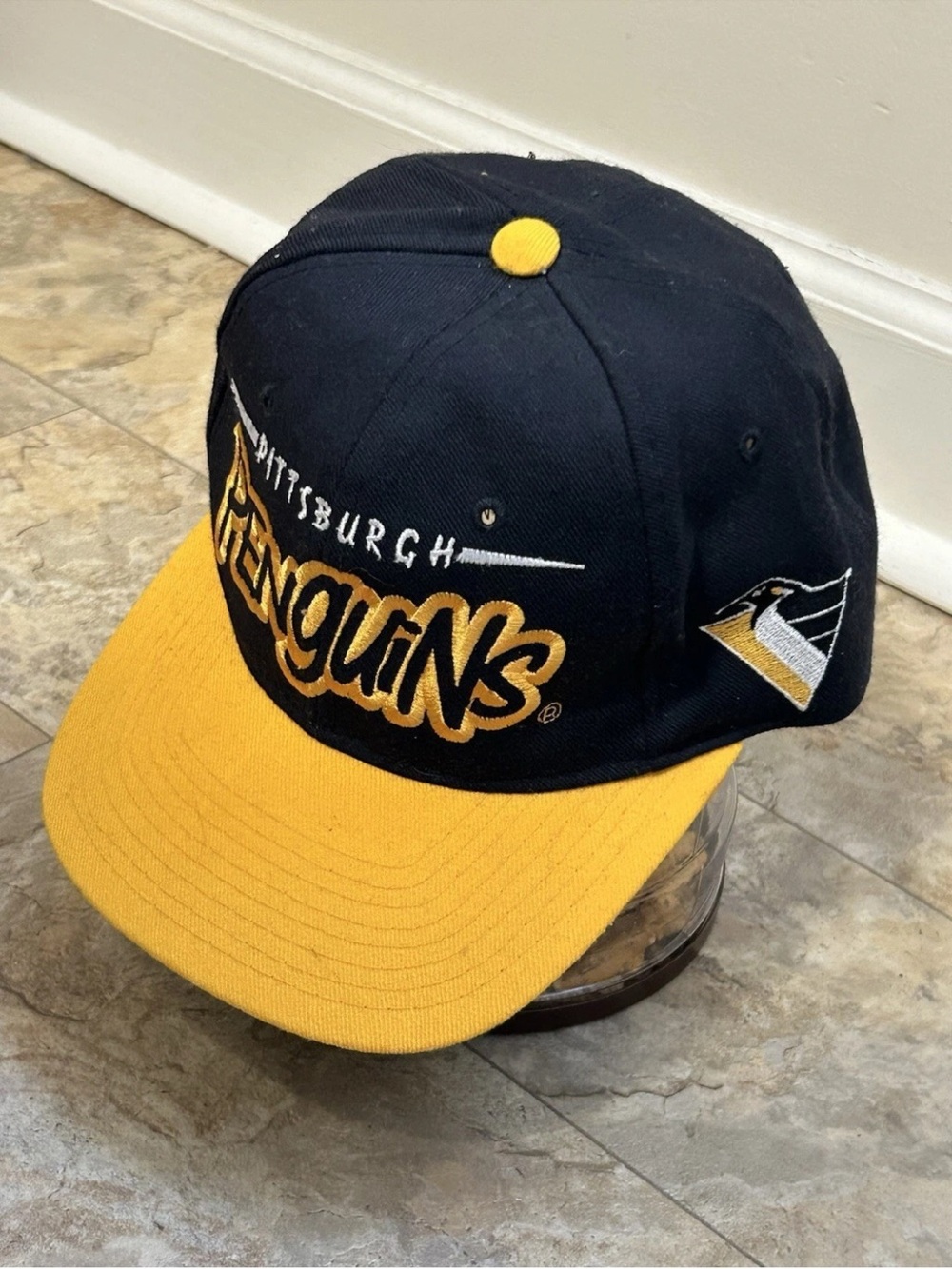 vintage 1991 pittsburgh penguins NHL hockey starter snapback hat 100% wool